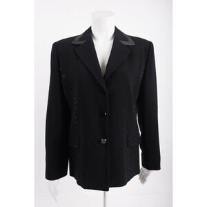 Votre nom Paris Womens Blazer Suit Jacket Wool Tuxedo Beaded Sz 2 Black Formal